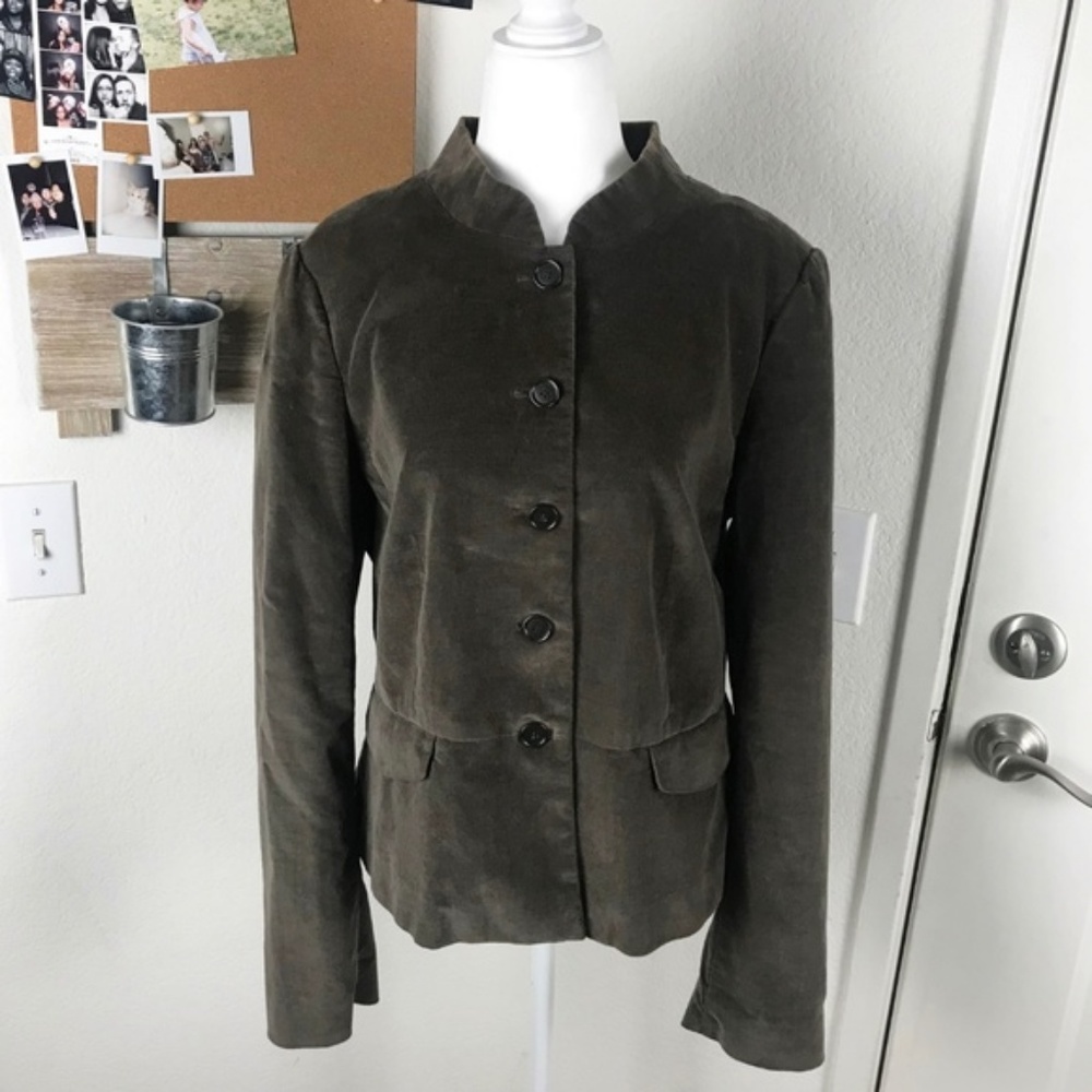 LOFT Olive Brown Velvet Military Blazer Size 12